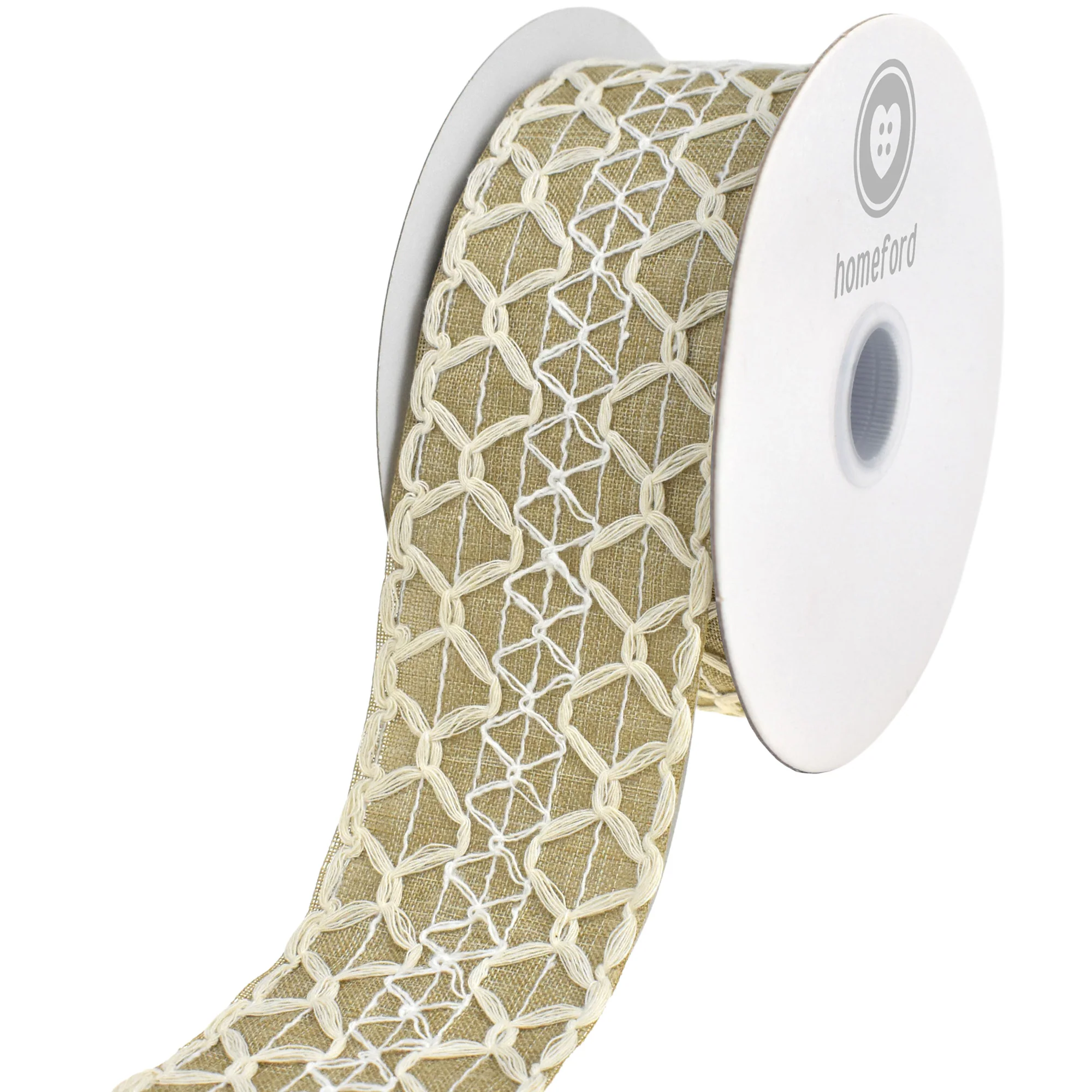 Scallop Weave Burlap Faux Linen Wired Ribbon, 2-1/2-inch, 10-yard - Image 5