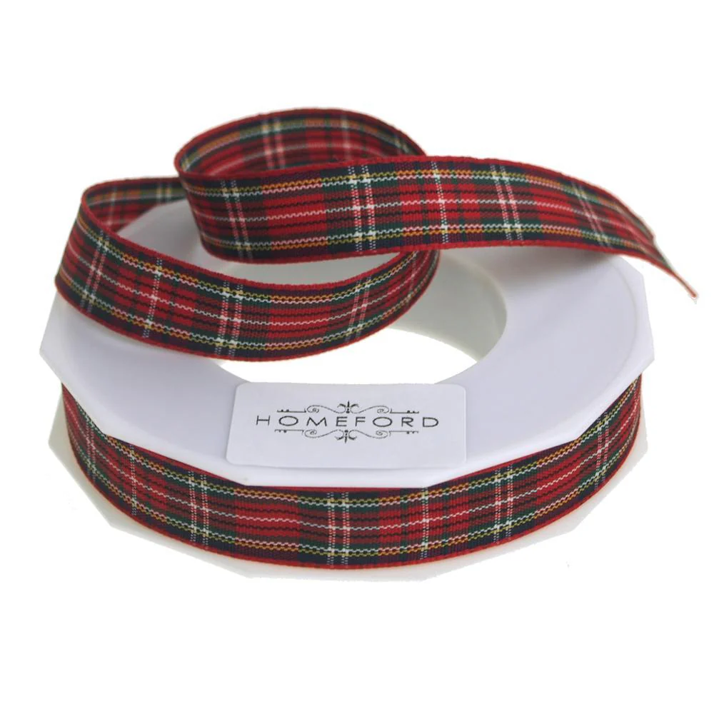 School Plaid Polyester Ribbon, 5/8-Inch, 20 Yards - Image 4
