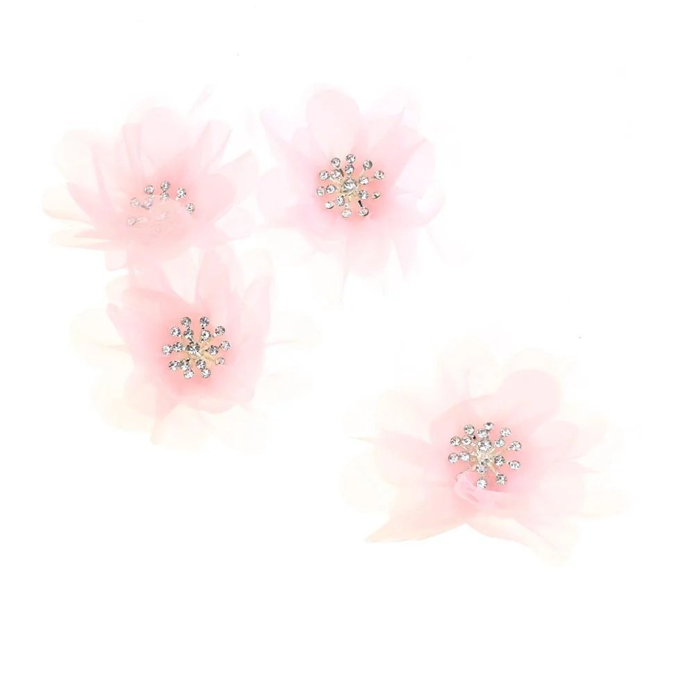 Sheer Rhinestone Center Tulle Flower, 3-1/2-Inch, 12-Count - Image 5