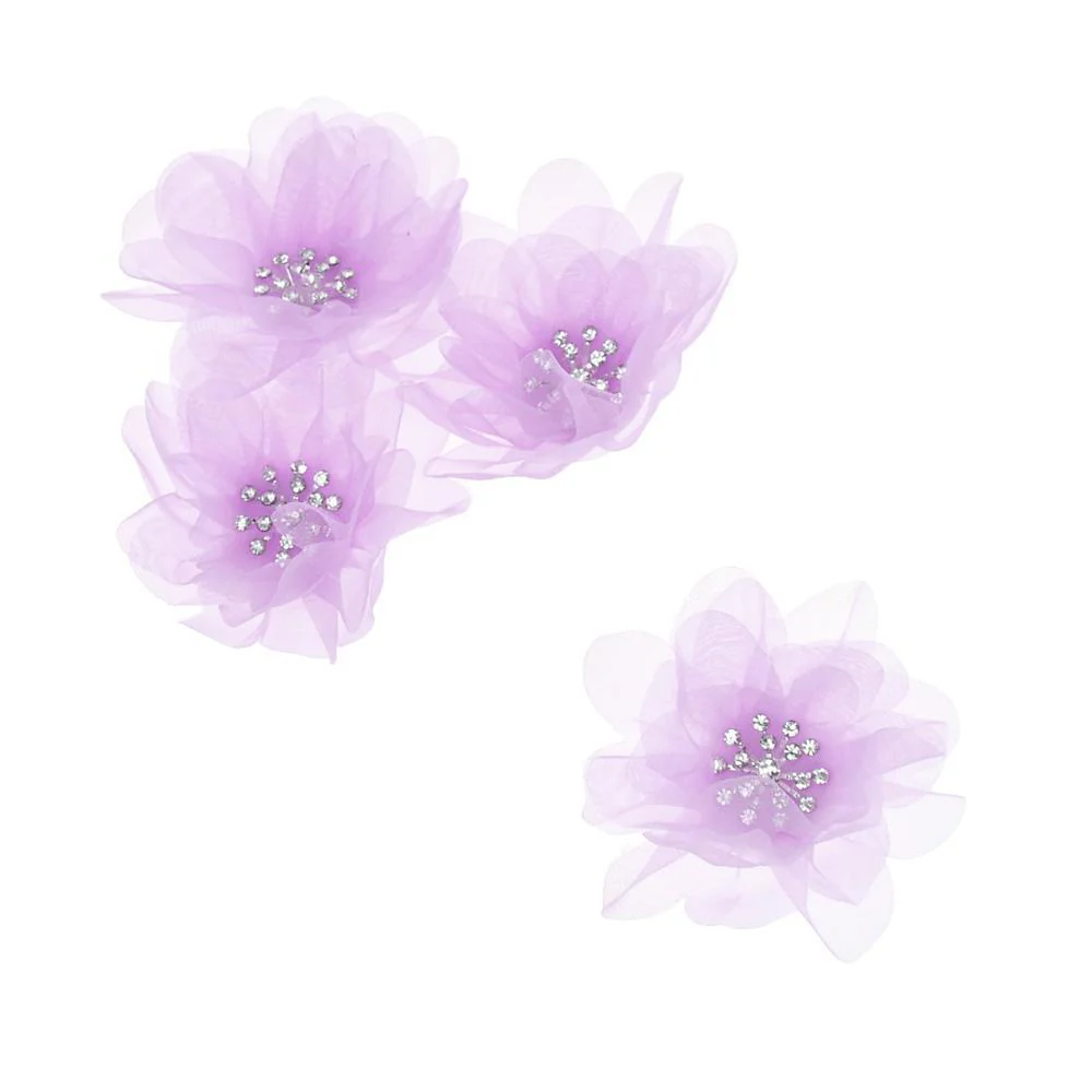 Sheer Rhinestone Center Tulle Flower, 3-1/2-Inch, 12-Count - Image 6