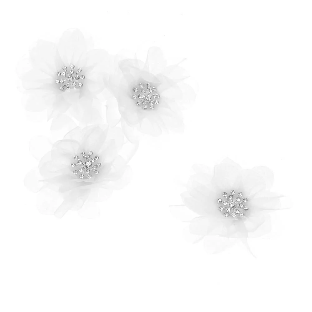 Sheer Rhinestone Center Tulle Flower, 3-1/2-Inch, 12-Count - Image 8