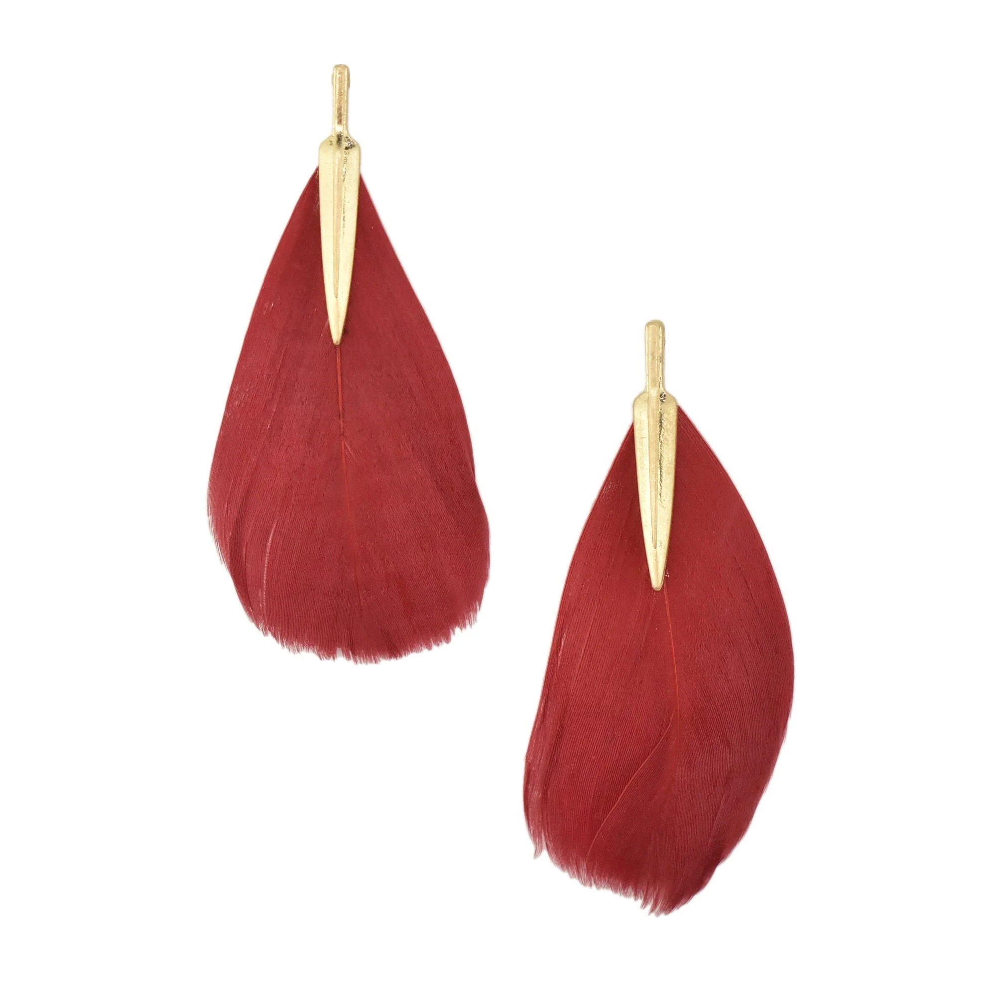 Single Feather Drop Earrings, 3-Inch - Image 2
