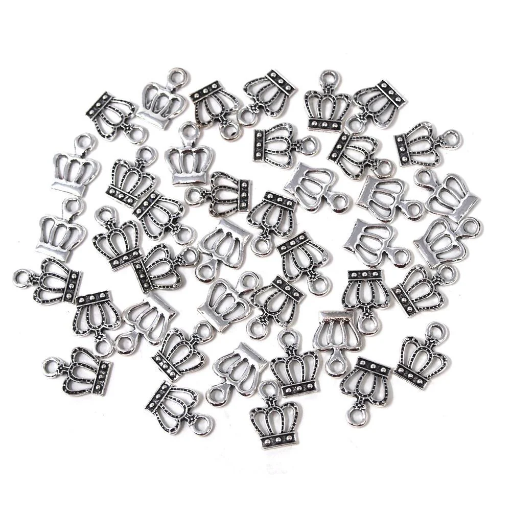 Small Royal Crowns Metal Charms, Silver, 5/8-Inch, 42-Count