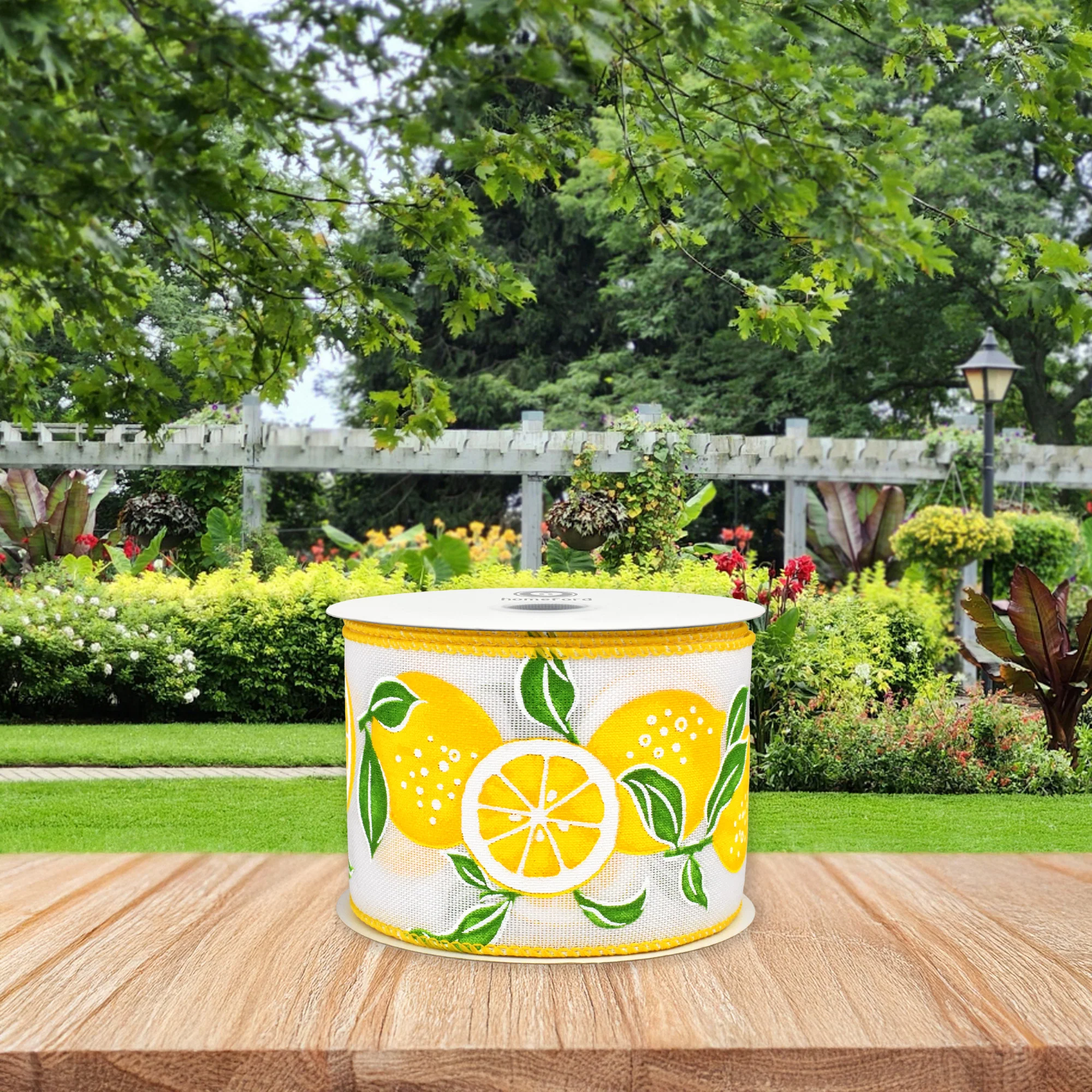 Spring Big Fresh Lemons Wired Ribbon, 2-1/2-inch, Yellow/White/Green, 10-yard - Image 4