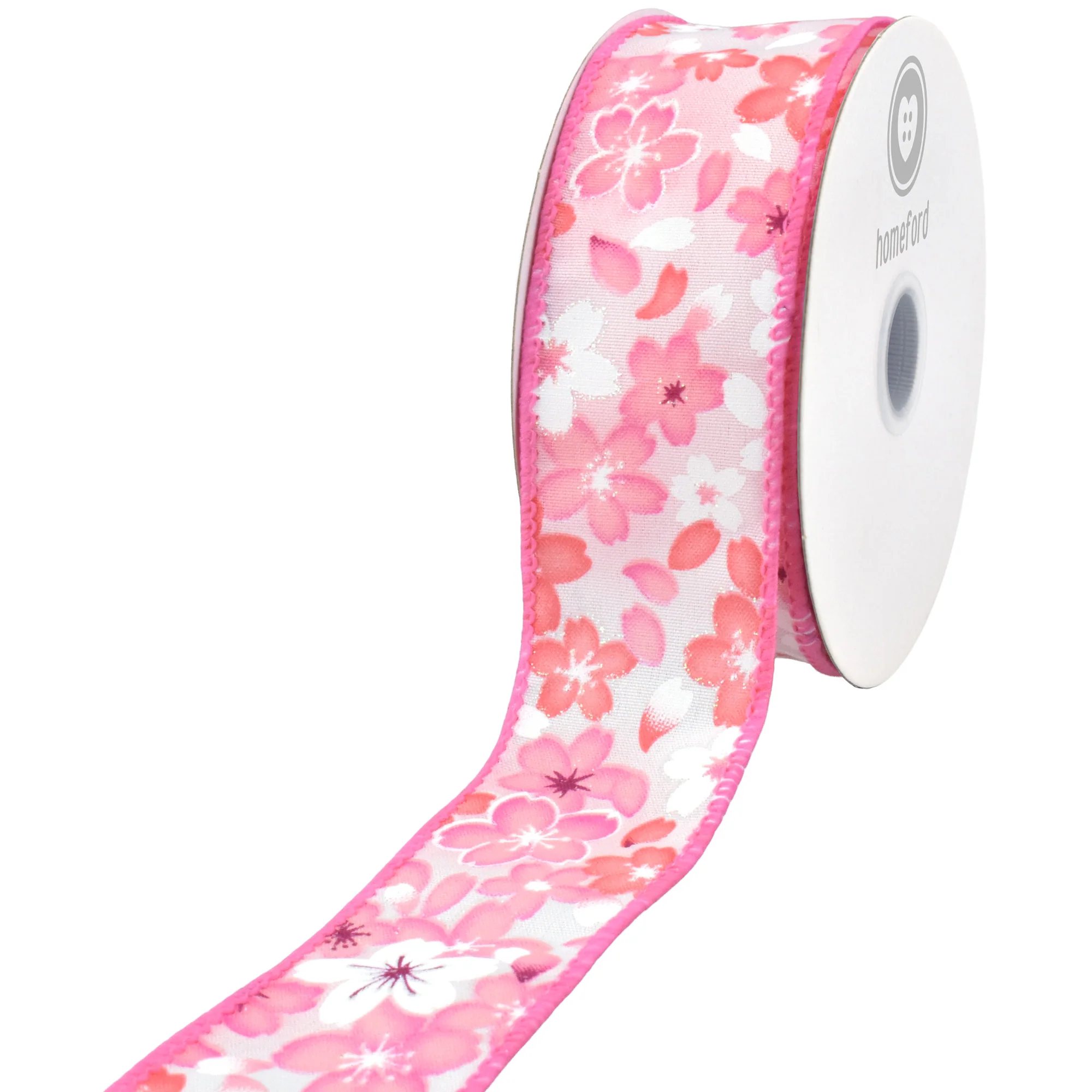 Spring Falling Sakura Cherry Blossom Wired Ribbon, 10-yard - Image 2