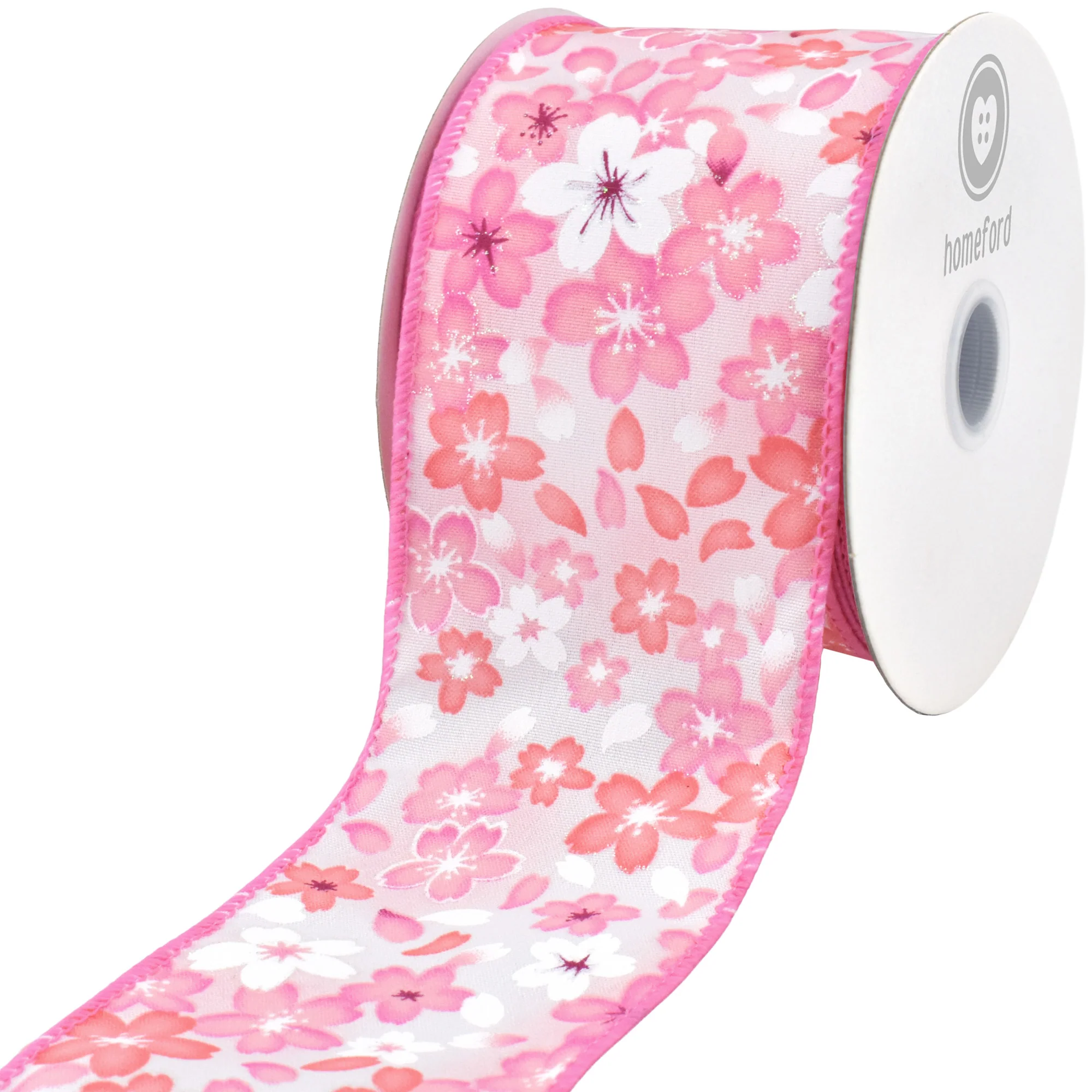 Spring Falling Sakura Cherry Blossom Wired Ribbon, 10-yard - Image 6