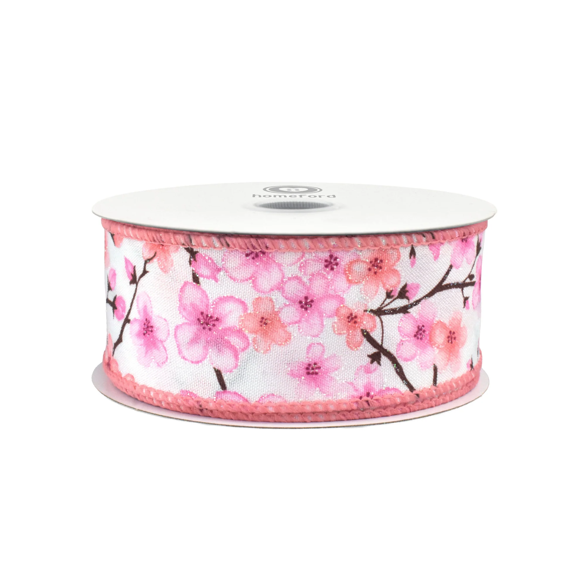 Spring Sakura Cherry Blossom Branch Wired Ribbon, 10-yard - Image 4