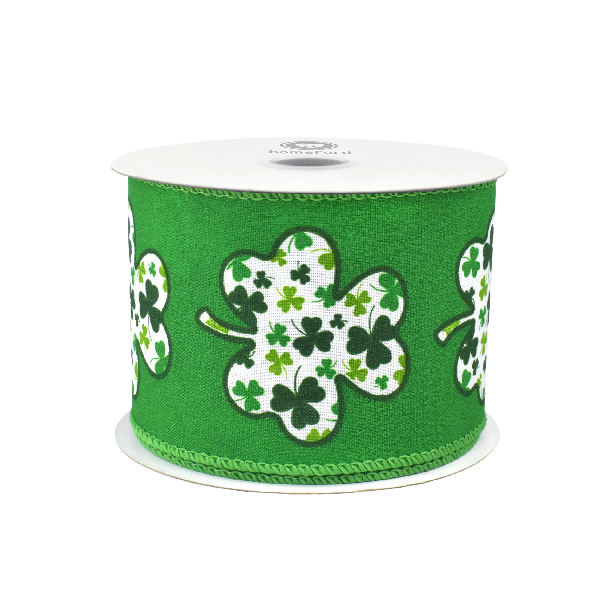 St. Patrick's Shamrock Clover Silhouette Wired Ribbon, 10-yard - Image 3