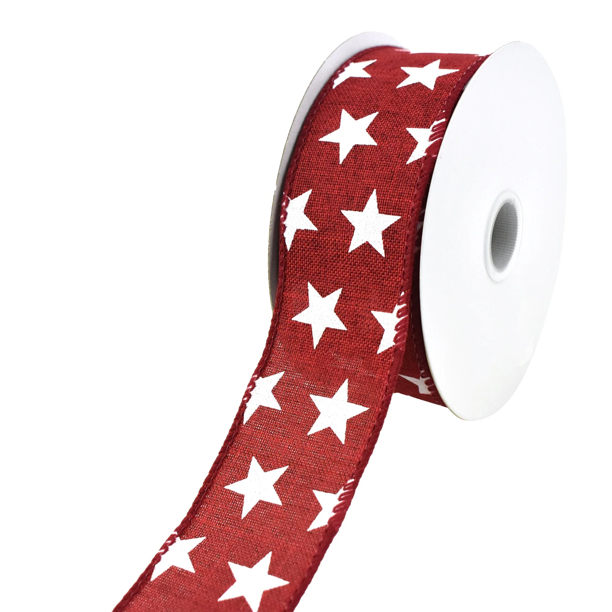 Stars Faux Linen Wired Ribbon, 1-1/2-Inch, 10-Yard - Image 2