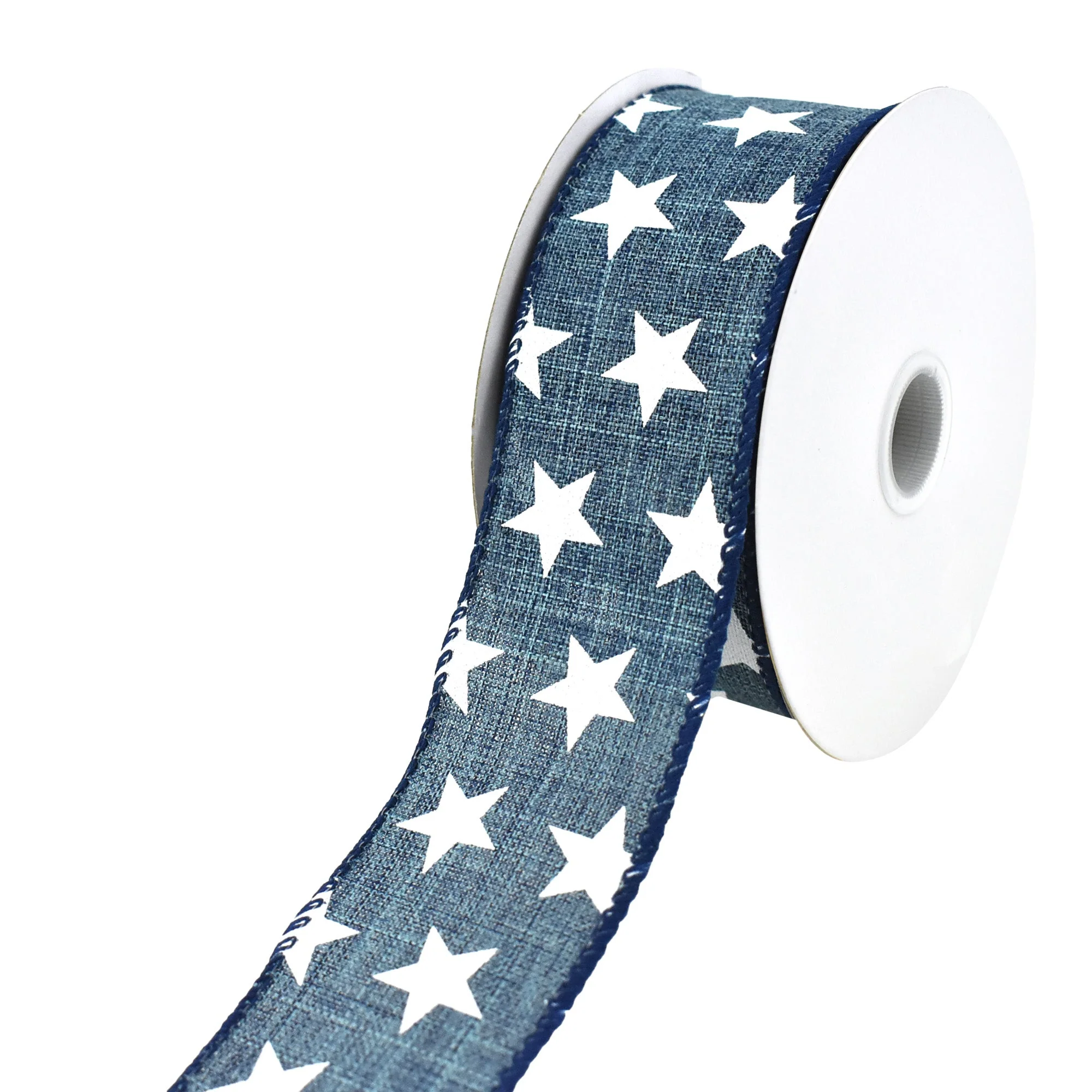 Stars Faux Linen Wired Ribbon, 1-1/2-Inch, 10-Yard - Image 3
