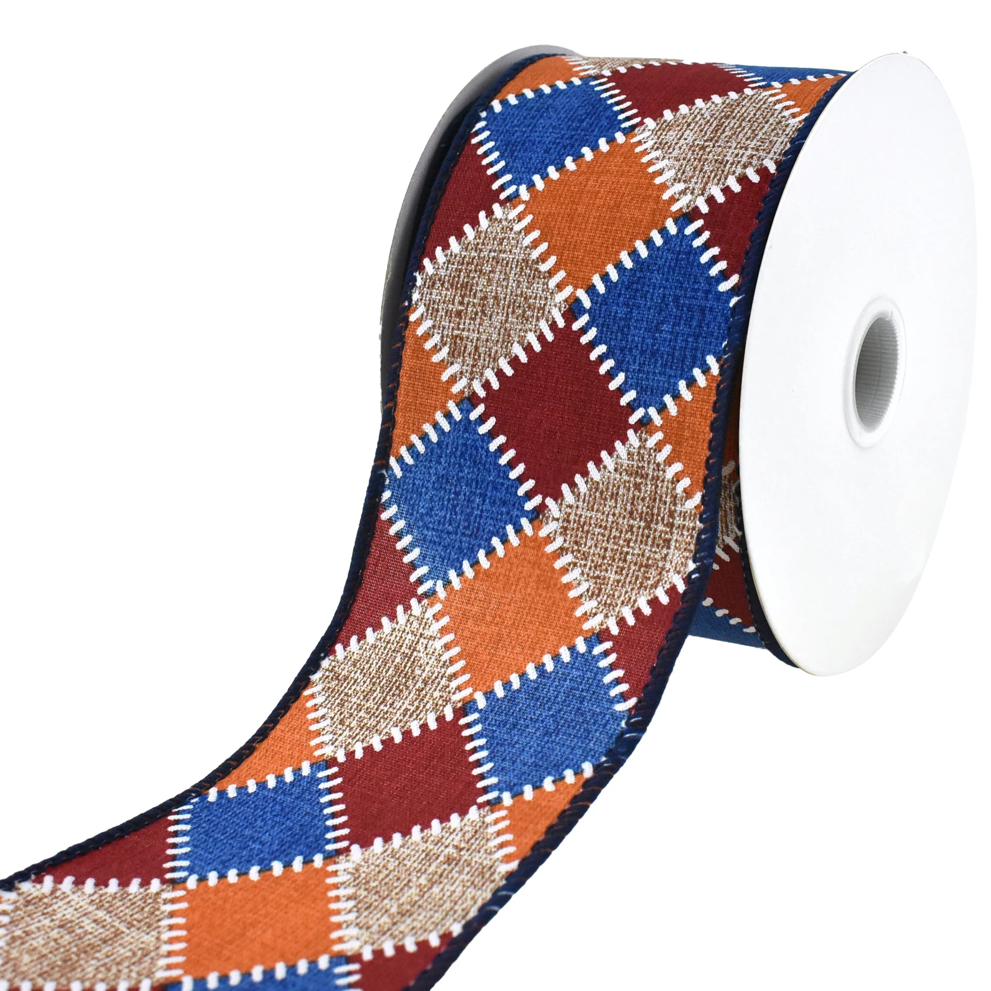 Stitched Checkers Wired Ribbon, 2-1/2-Inch, 10-Yard - Image 2