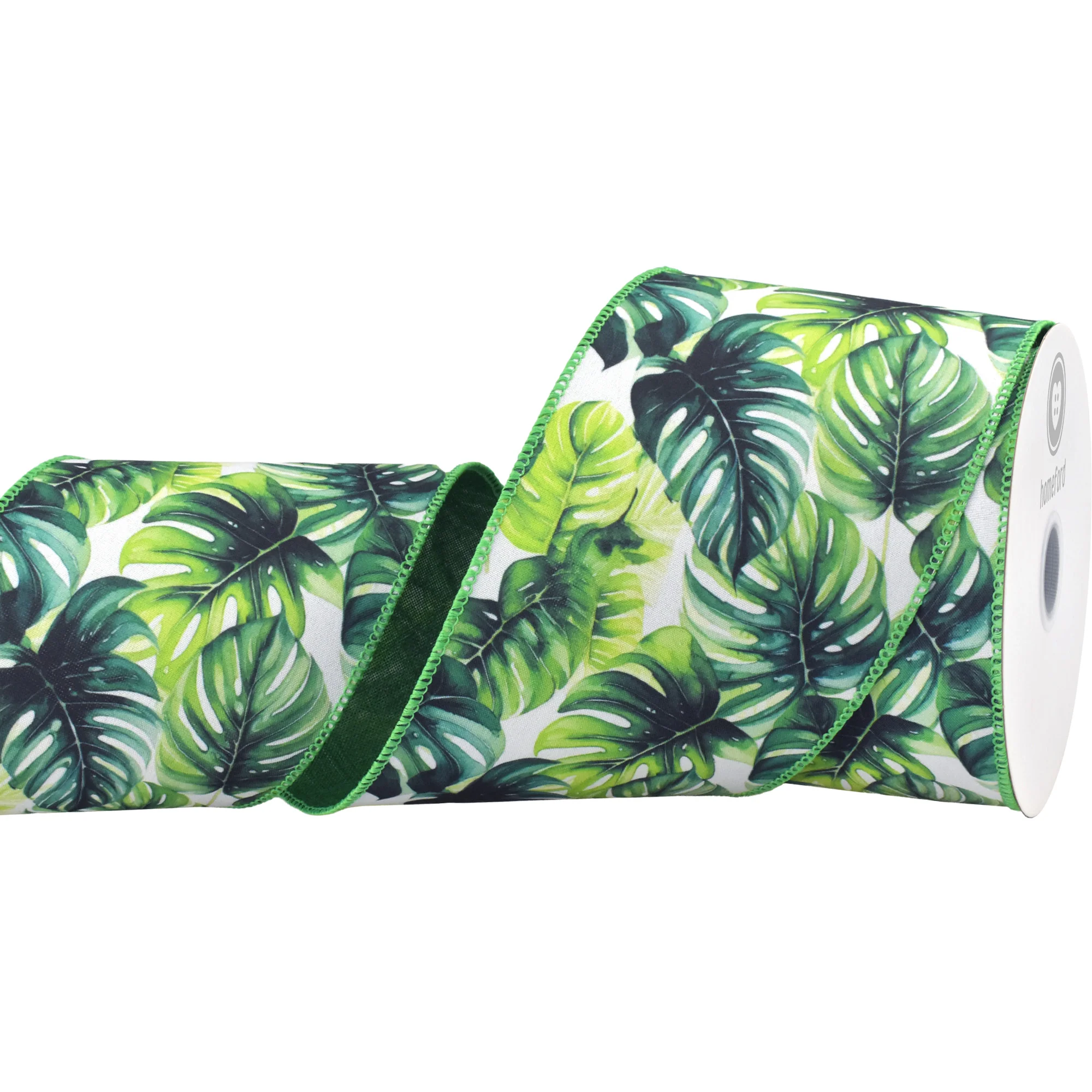 Summer Lush Monstera Leaves Deluxe Wired Ribbon, 10-yard - Image 7