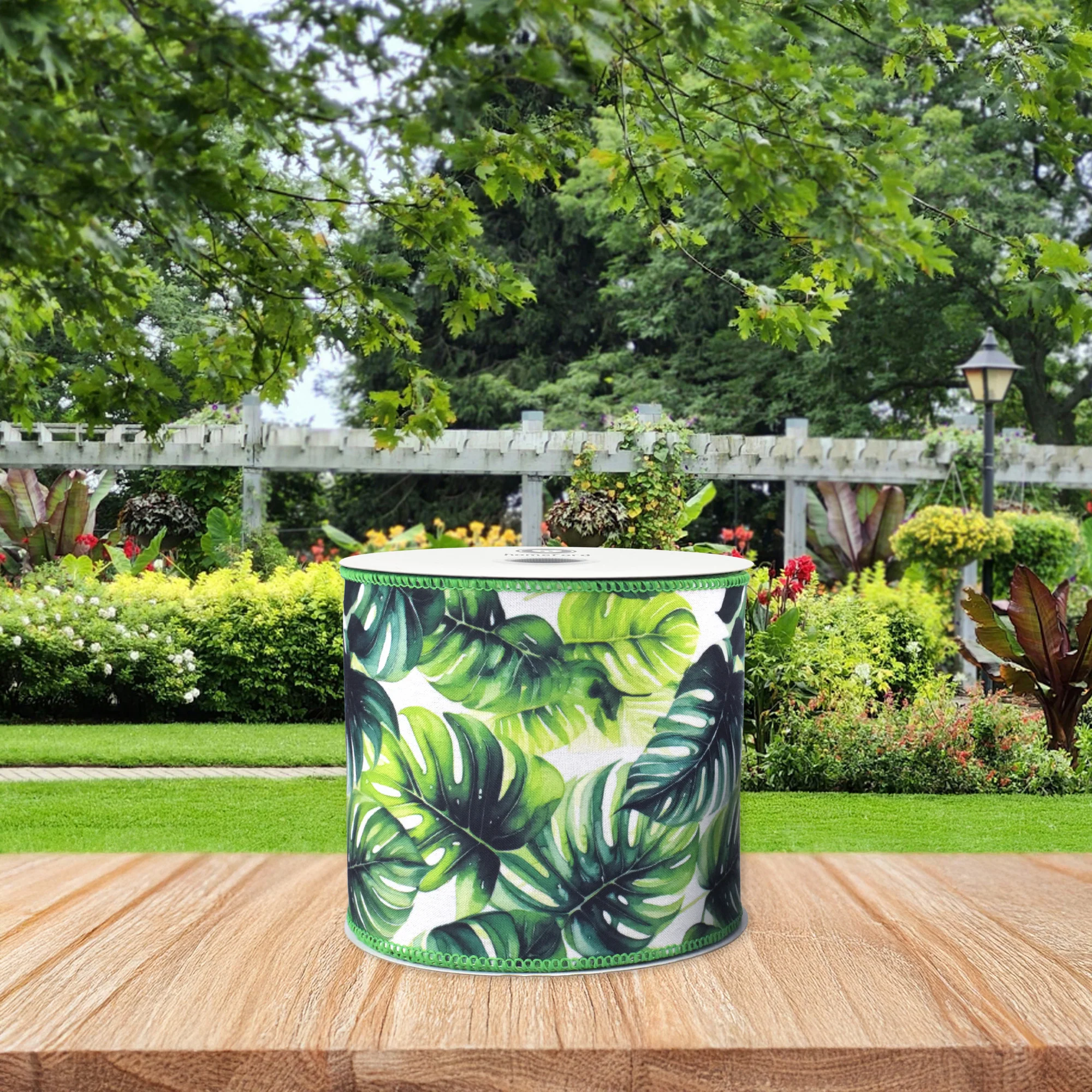 Summer Lush Monstera Leaves Deluxe Wired Ribbon, 10-yard - Image 9