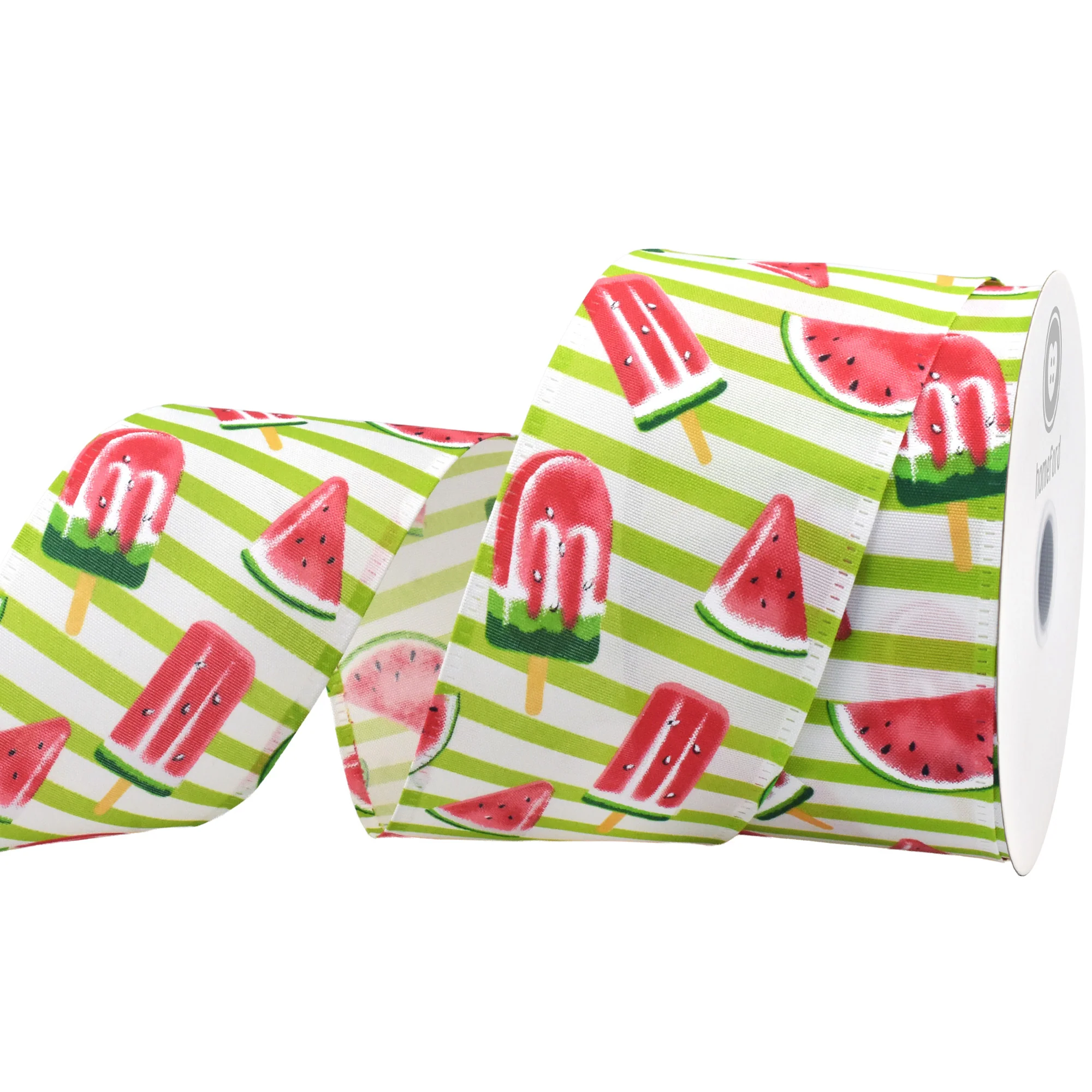 Summer Watermelon Popsicle Stripes Wired Ribbon, 2-1/2-inch, 10-yard - Image 2