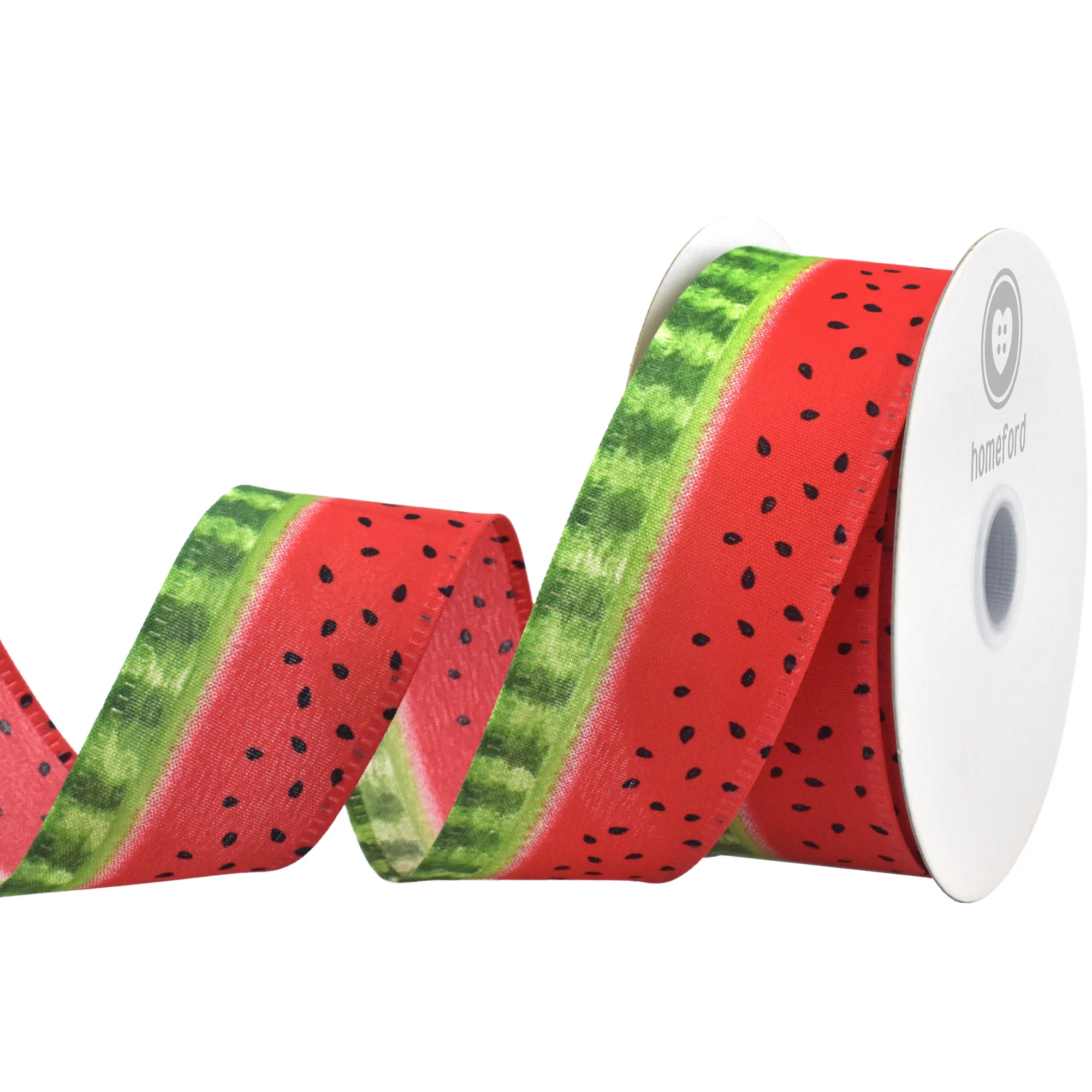Summer Watermelon Stripe Pattern Wired Ribbon, 10-yard - Image 2