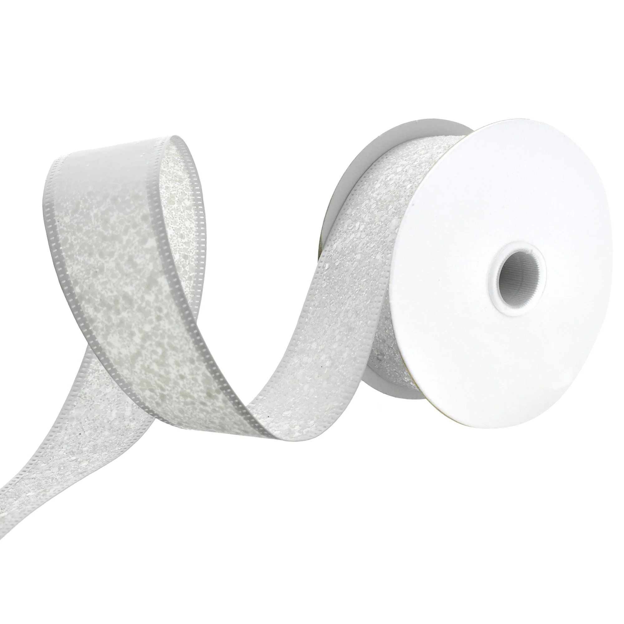 Super Glitter Wired Ribbon, 1-1/2-Inch, 10-Yard - White - Image 3