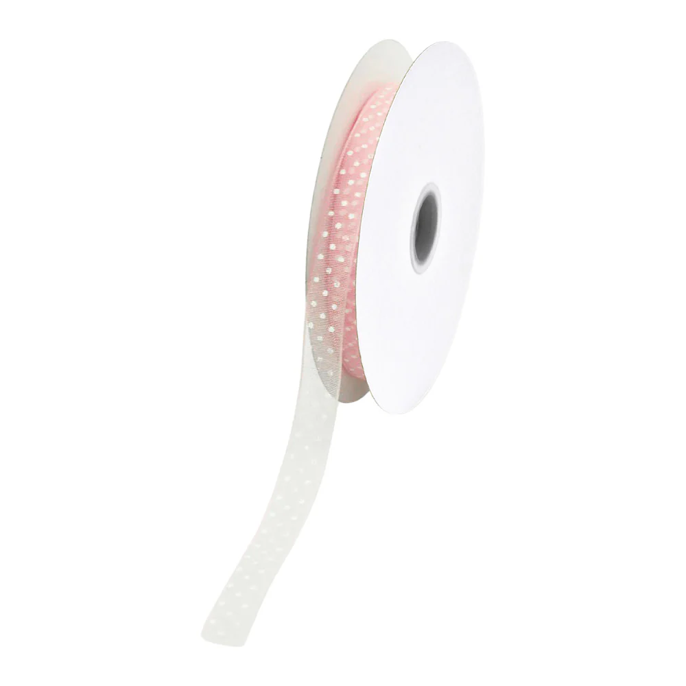 Swiss Polka Dots Sheer Organza Ribbon, 3/8-inch, 25-yard - Image 3