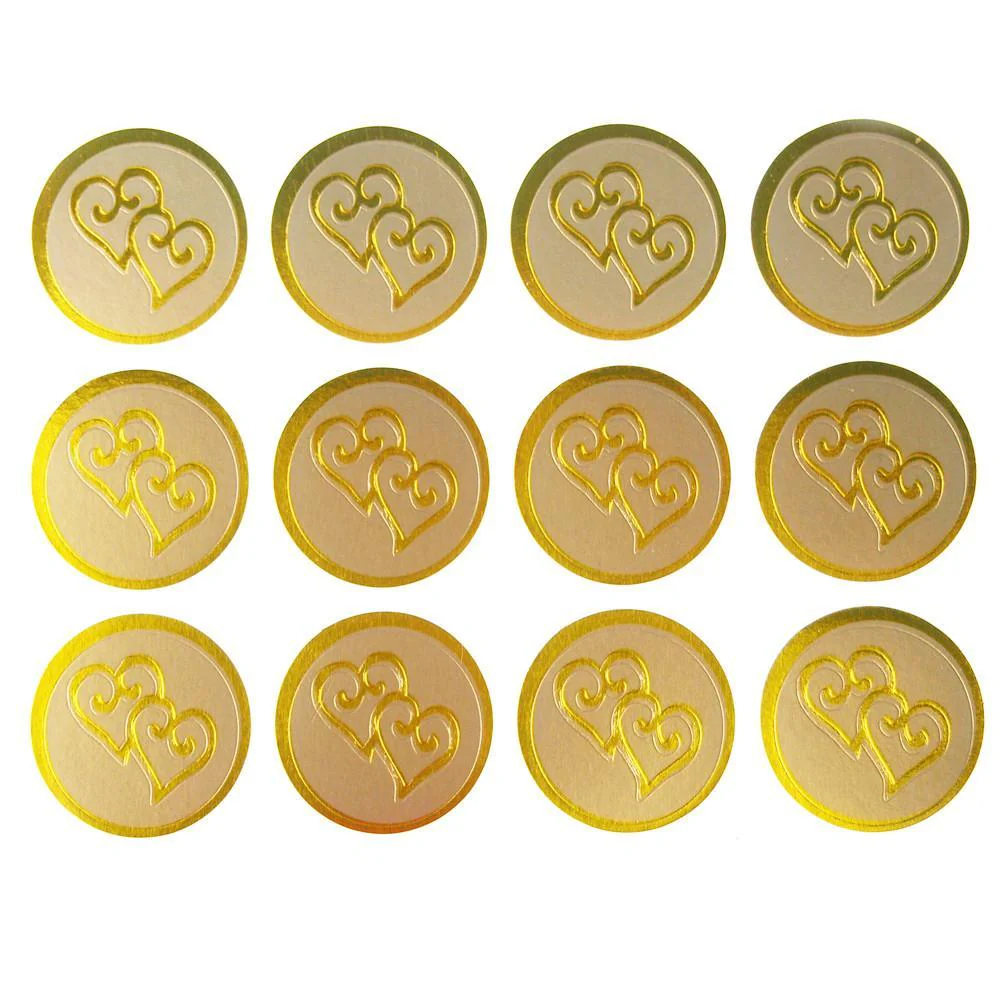 Twin Hearts Print Seal Stickers, 1-inch, 100-count - Image 2