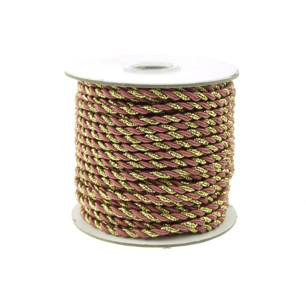 Twisted Cord Rope 2 Ply, 3mm, 25-yard, Gold Trim - Image 14