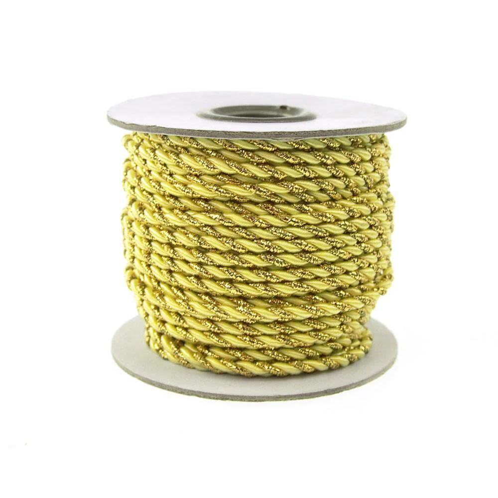 Twisted Cord Rope 2 Ply, 3mm, 25-yard, Gold Trim - Image 16