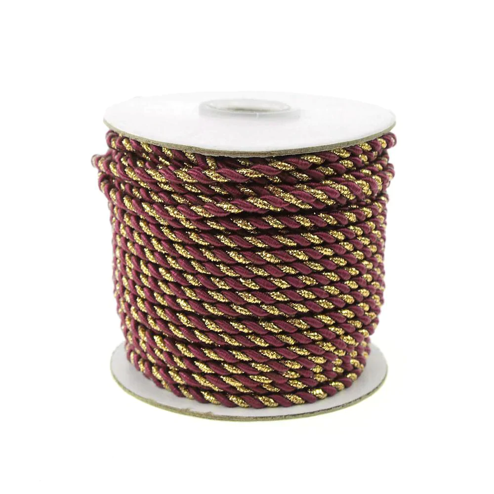 Twisted Cord Rope 2 Ply, 3mm, 25-yard, Gold Trim - Image 17