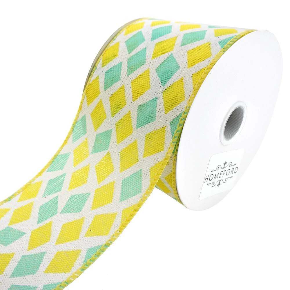 Two Toned Harlequin Wired Linen Ribbon, 2-1/2-Inch, 10-Yard - Image 2