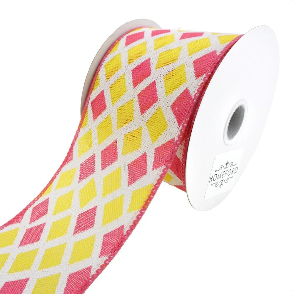 Two Toned Harlequin Wired Linen Ribbon, 2-1/2-Inch, 10-Yard - Image 3