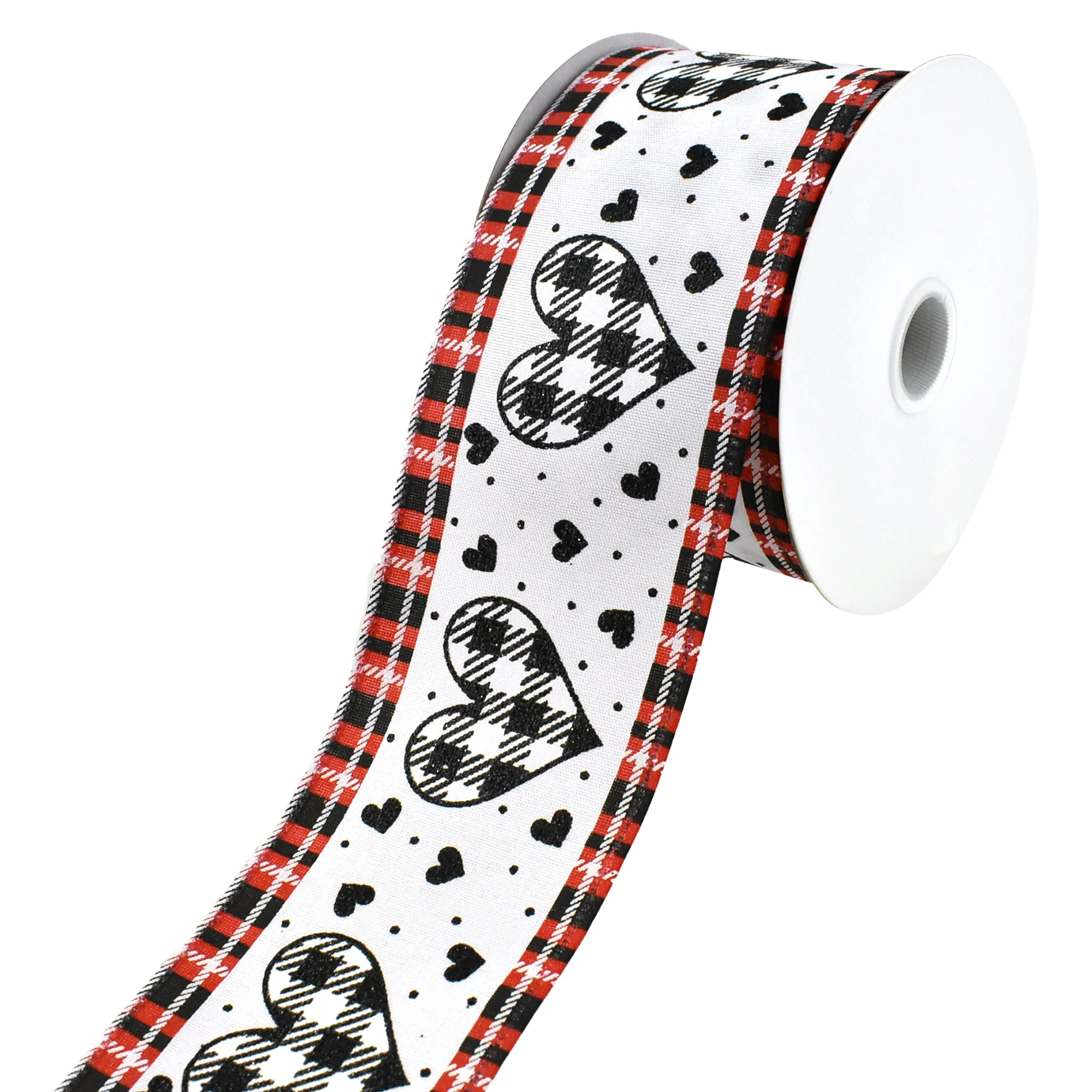 Valentines Day Buffalo Plaid Hearts Wired Ribbon, 2-1/2-Inch, 10-Yard - Image 3