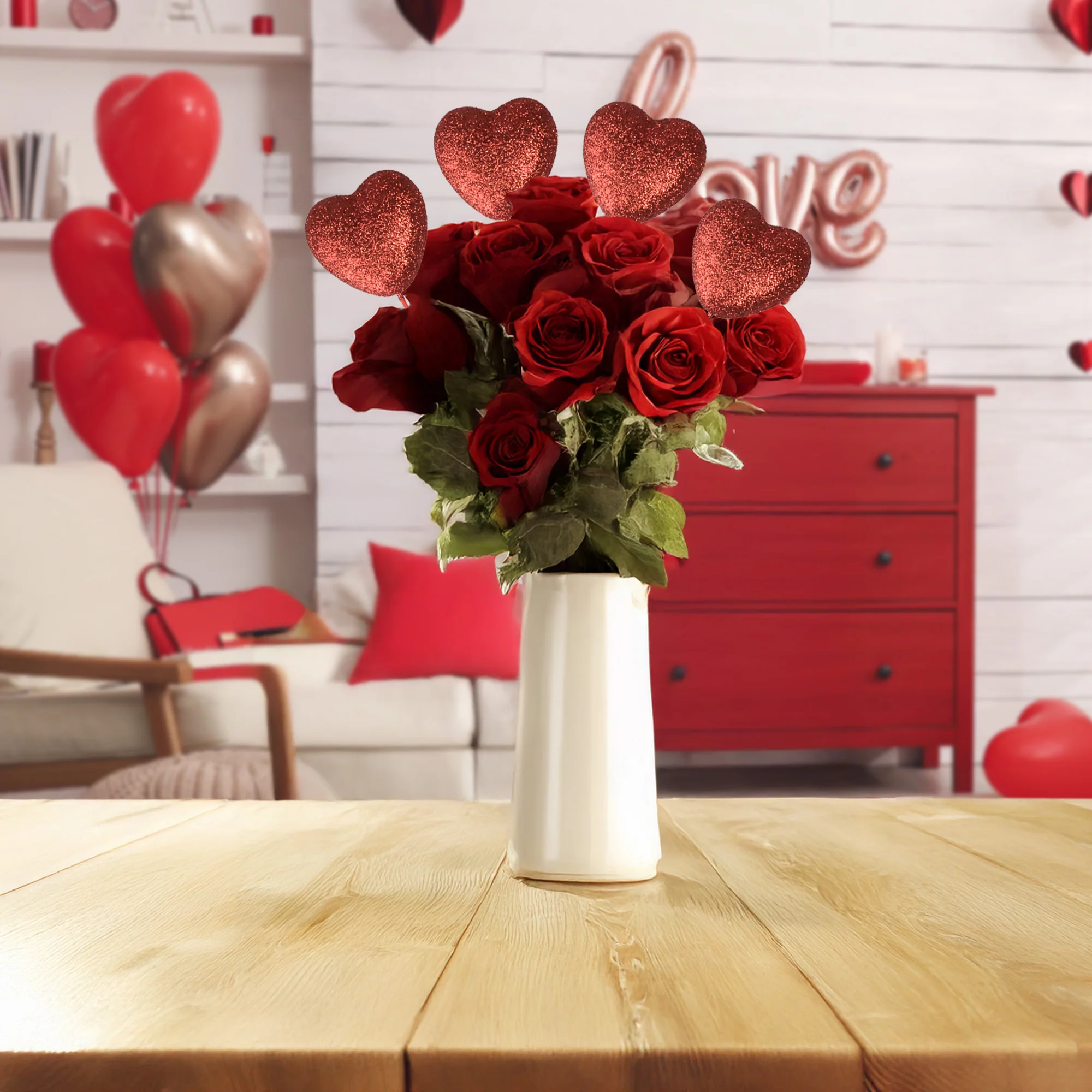 Valentine's Foam Glitter Heart Picks - Image 9