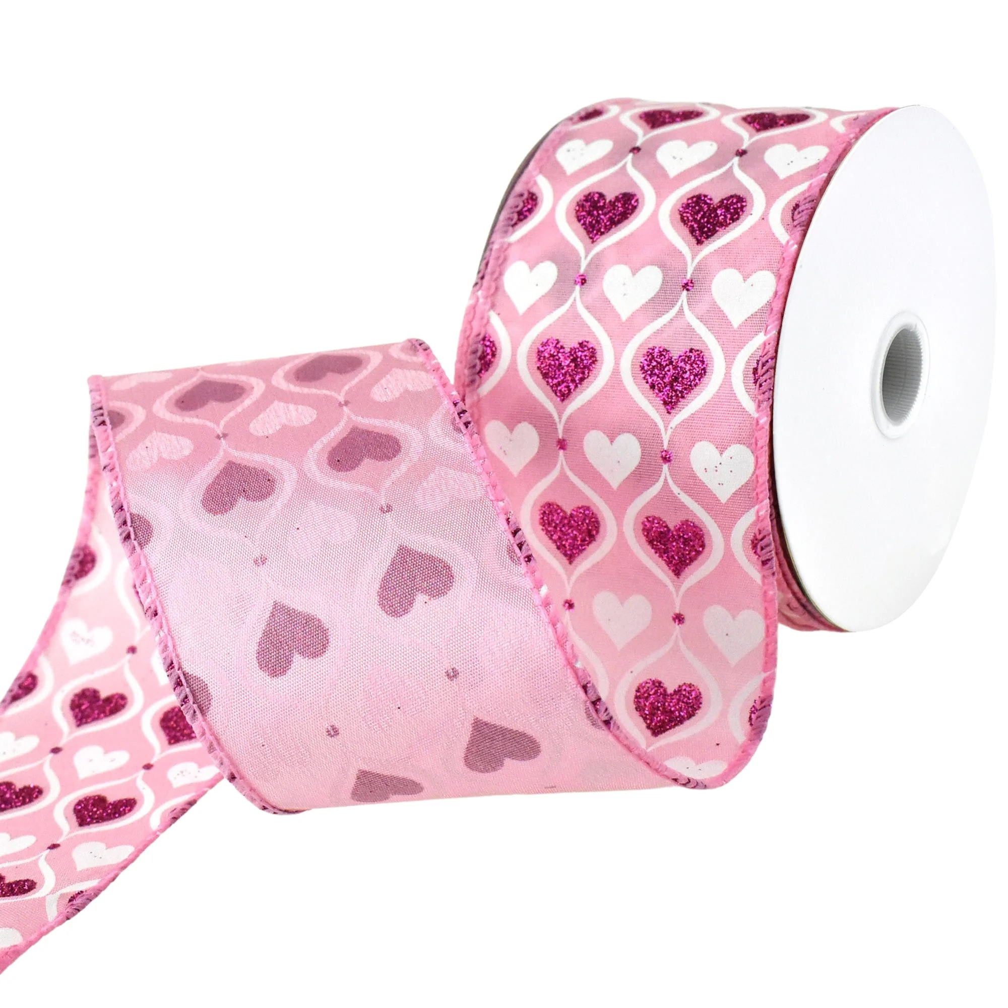 Valentines Hourglass Glitter Hearts Wired Ribbon, 2-1/2-Inch, 10-Yard - Image 3