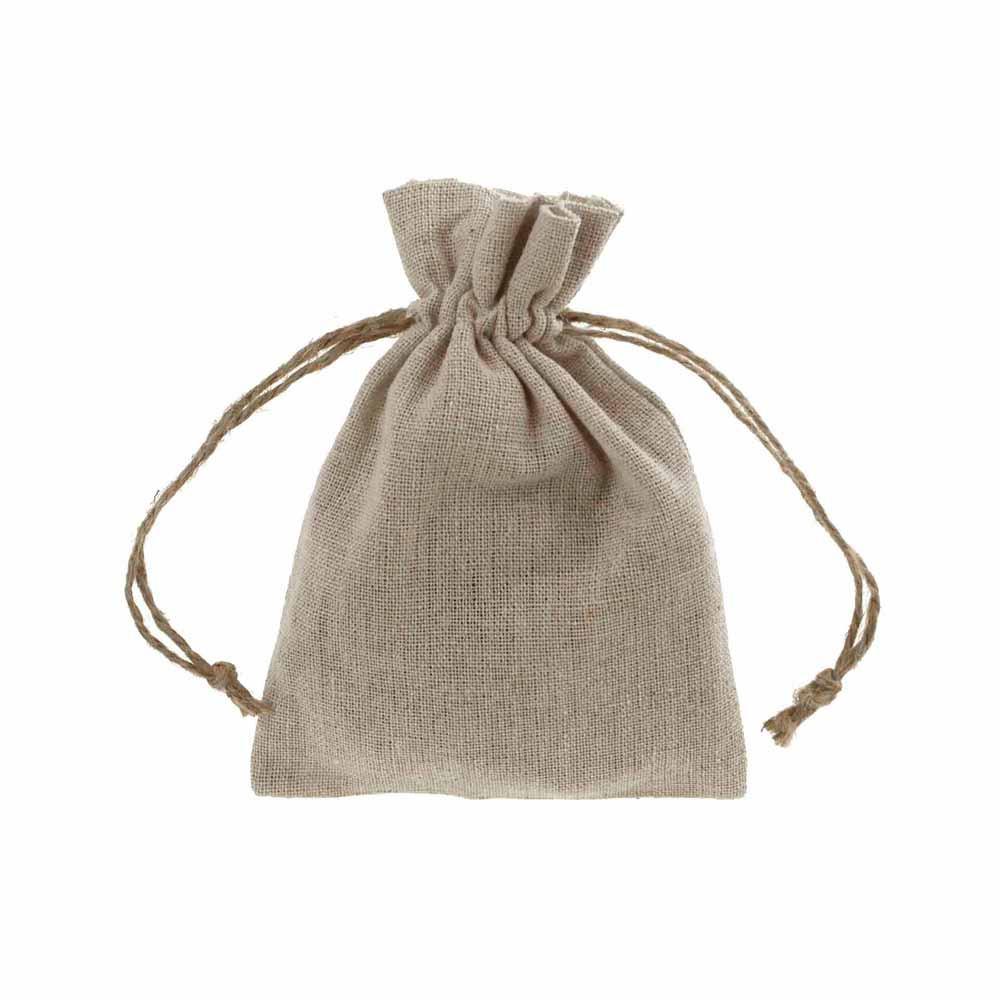Natural Linen Favor Bags with Jute Drawstring, 12-Piece - Image 3