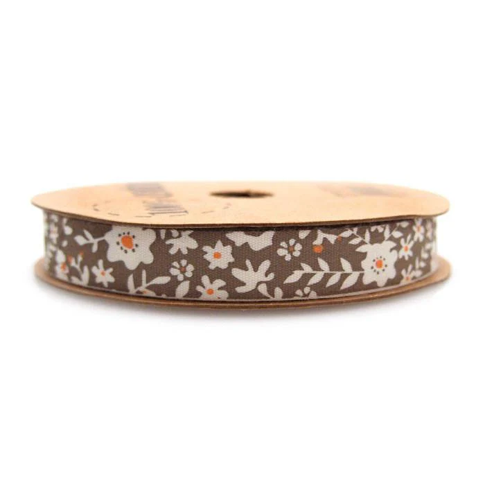 White Flowers Cotton Ribbon, 5/8-Inch, 10 Yards - Image 2