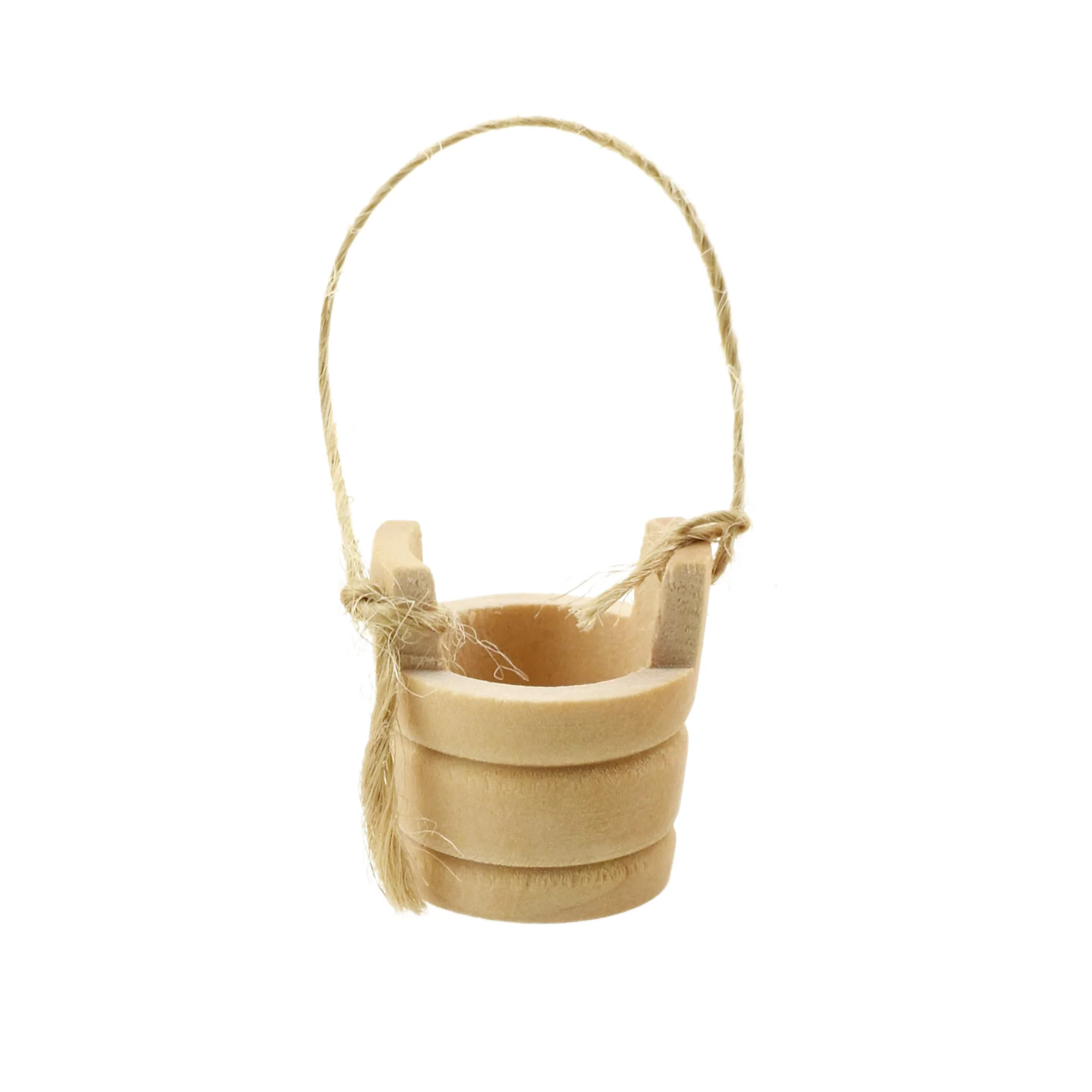 Wooden Craft Well Bucket Miniatures with Jute Handle - Image 3