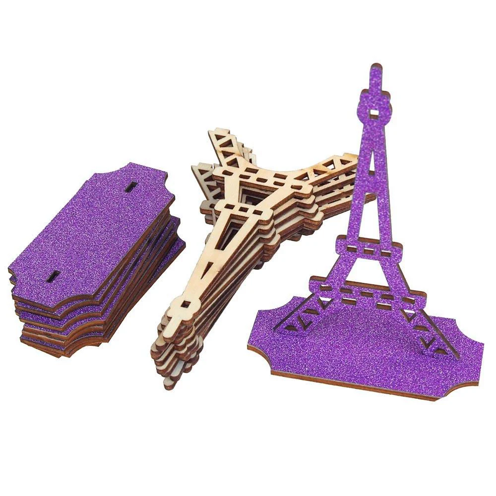 Wooden Eiffel Tower Stand with Glitters, 5-Inch, 10-Piece - Image 3