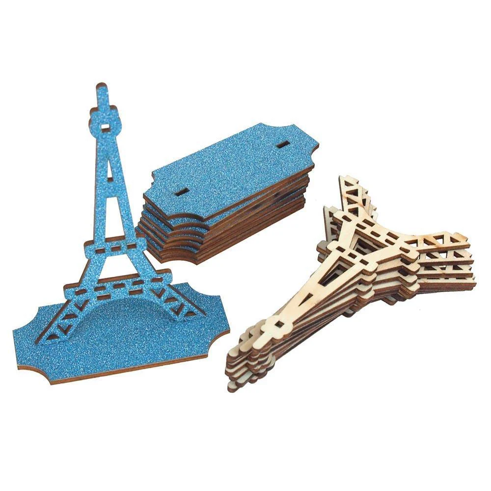 Wooden Eiffel Tower Stand with Glitters, 5-Inch, 10-Piece - Image 5