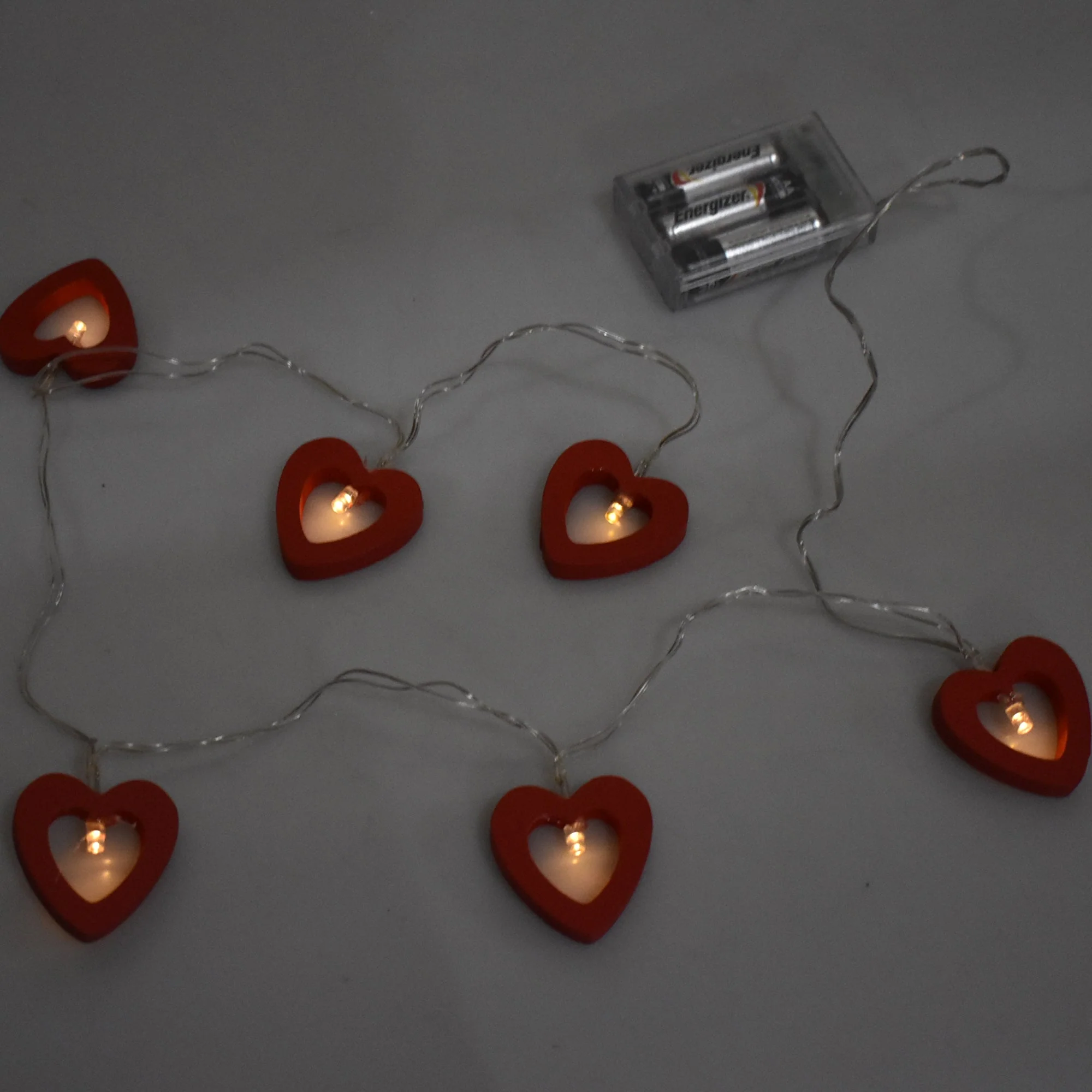 Wooden Heart Lights Garland, 2-1/2-Inch, 4-Feet - Image 2