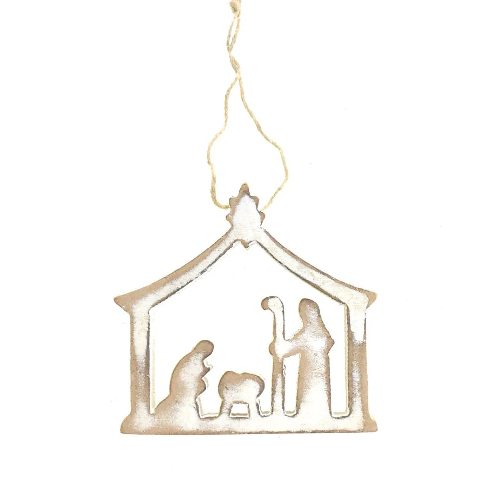 Wooden Nativity Scene Christmas Ornament, 3-Inch - Image 3