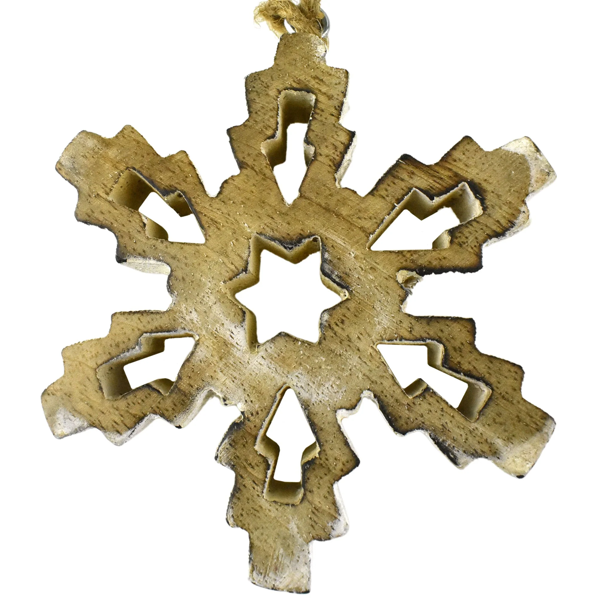 Wooden Snowflake Metallic Edge Christmas Ornament, 3-3/4-Inch - Image 3