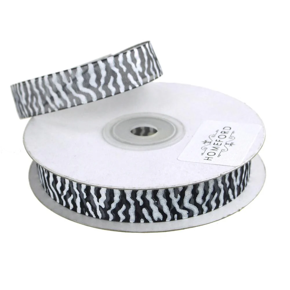 Zebra Print Sheer Organza Ribbon, 25 Yards - Image 4