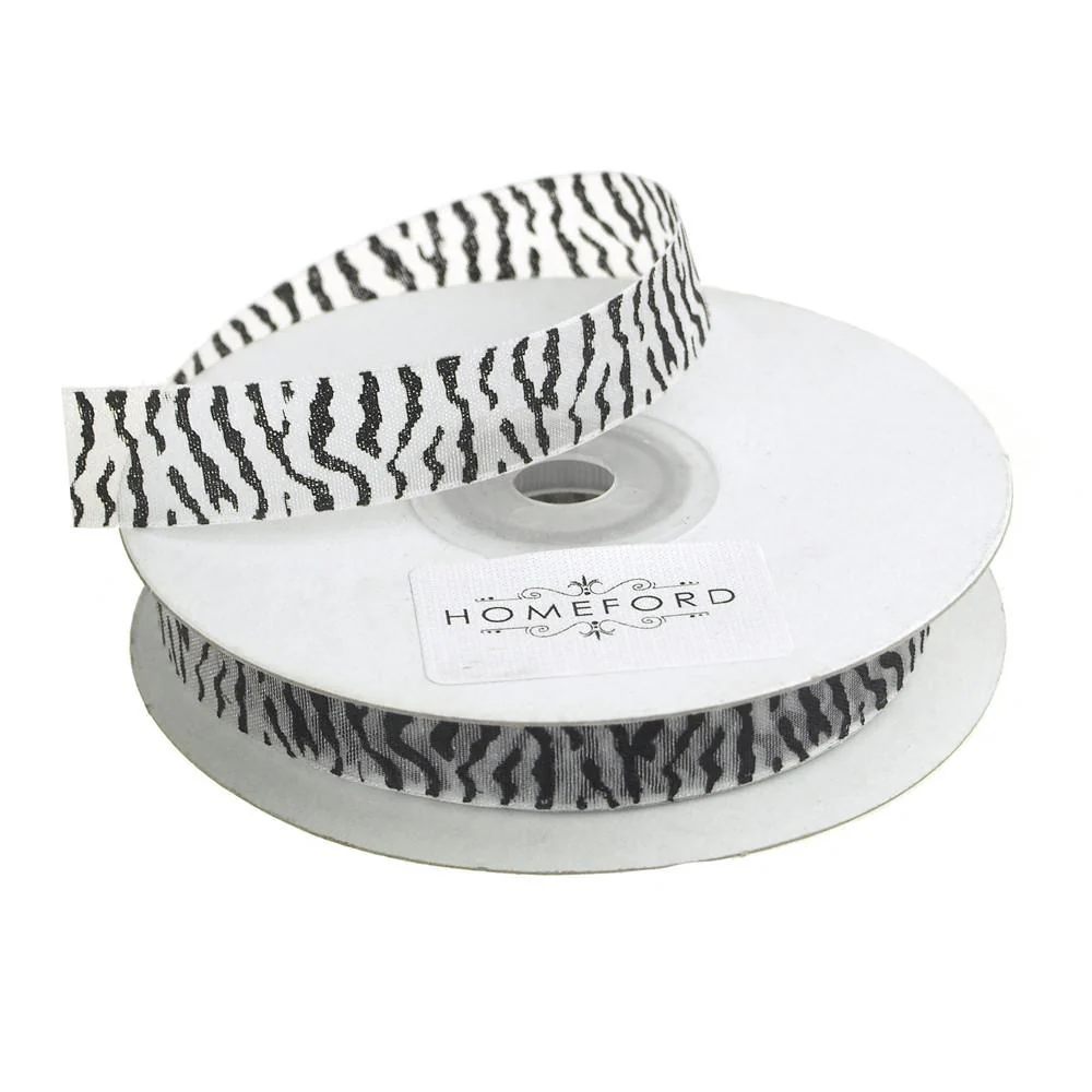 Zebra Print Sheer Organza Ribbon, 25 Yards - Image 5