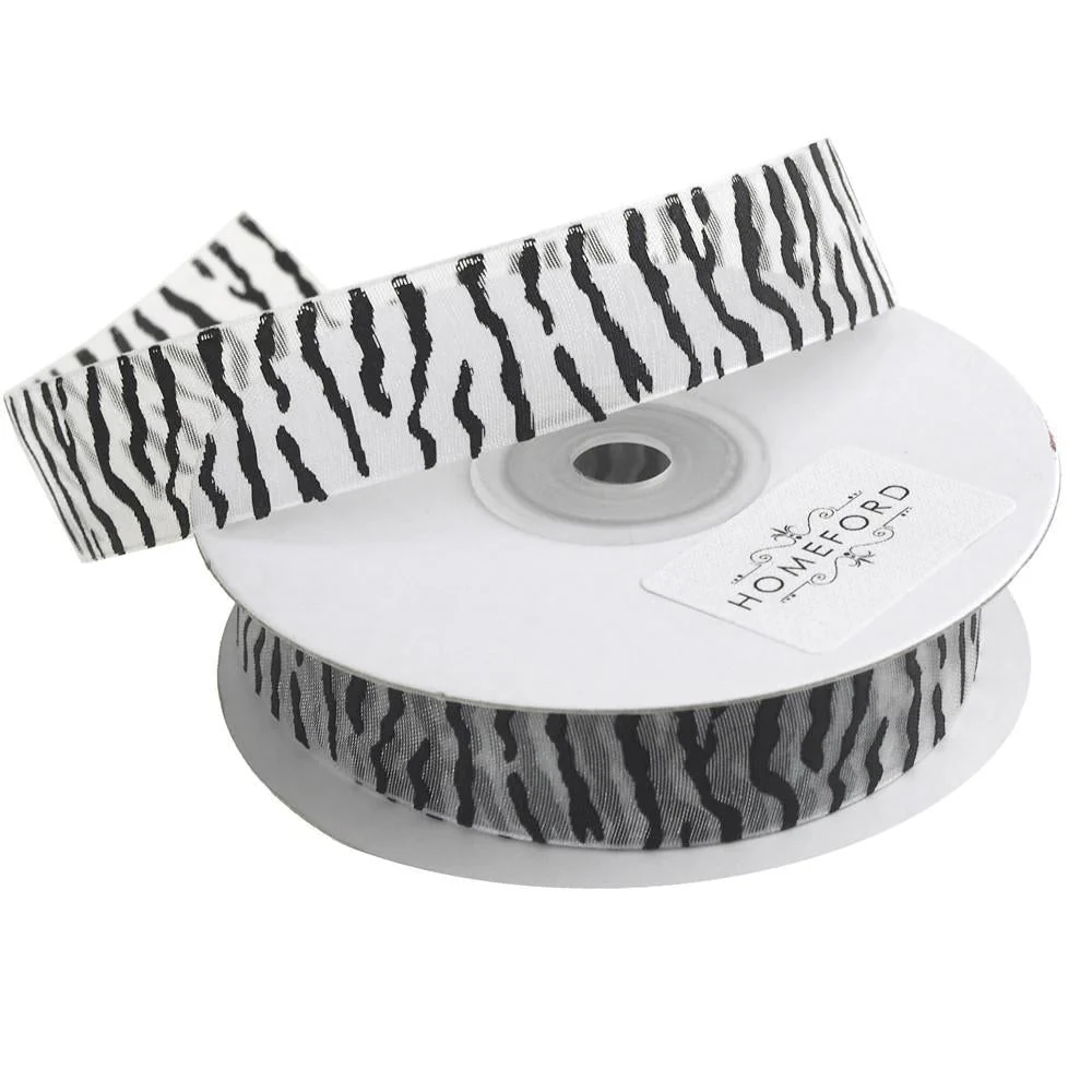 Zebra Print Sheer Organza Ribbon, 25 Yards - Image 9