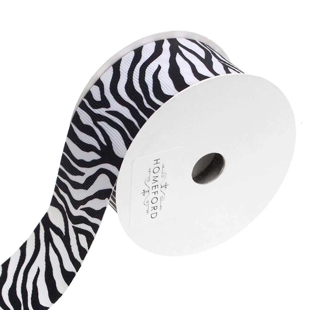 Zebra White Grosgrain Ribbon, 4-Yard - Image 5